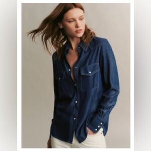 TWP Denim Rancher's Daughter Shirt Blue Shirt. Original Price $495